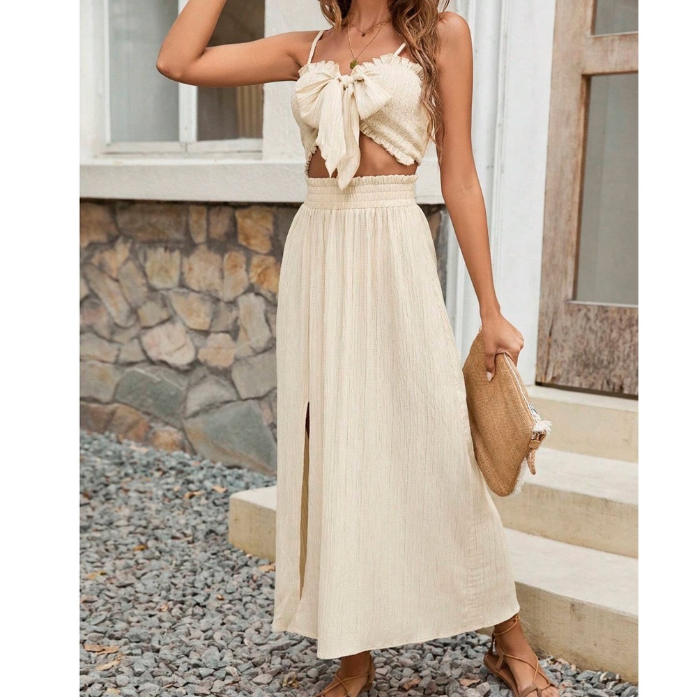 Boho Cropped cami Top Maxi Skirt Set